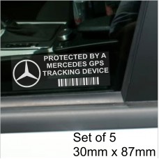 5 x Mercedes Benz GPS Tracking Device Security WINDOW Stickers 87x30mm-SLK, S C E Class,AMG-Car,Van Alarm Tracker